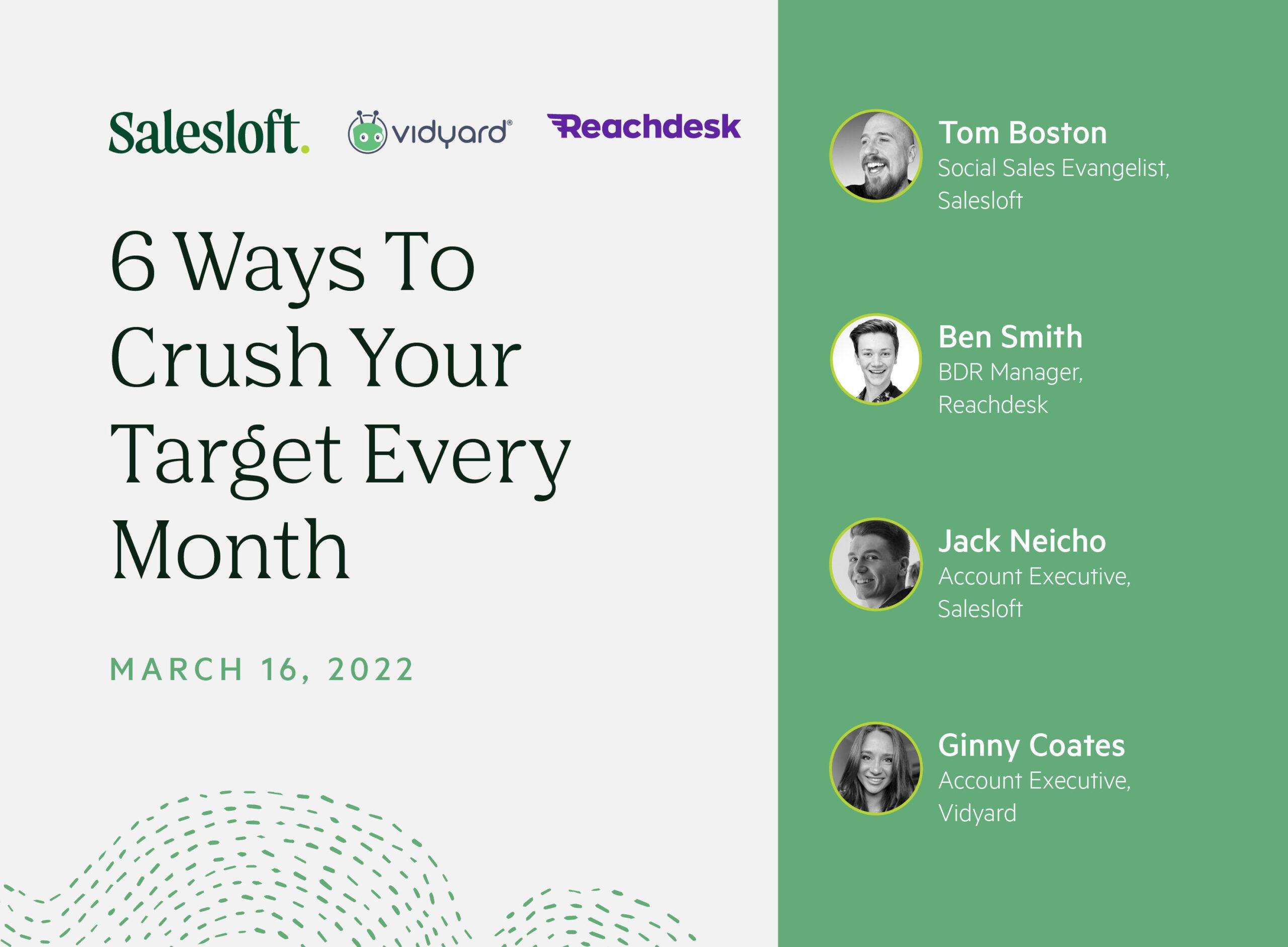 6 Ways To Crush Your Target Every Month Webinar Header