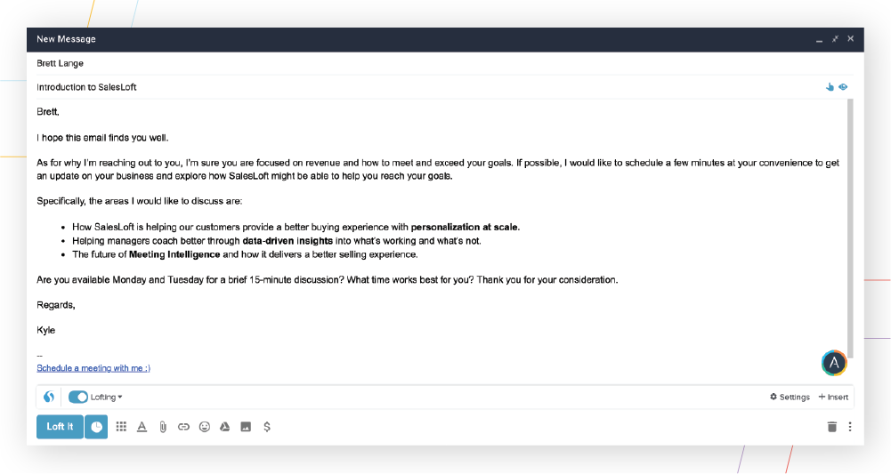 personalized sales email example